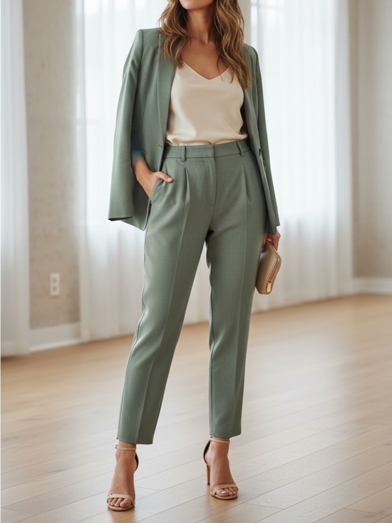 Holt Renfrew Pants - Holt Renfrew Vintage 80’s/90’s Pure New Wool Sage Green Ultra High Rise Trouser